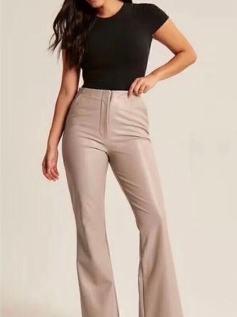 Abercrombie & Fitch High-Rise Flare Pants in Taupe